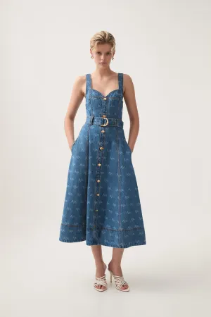 Ratio Logo Denim Midi Dress