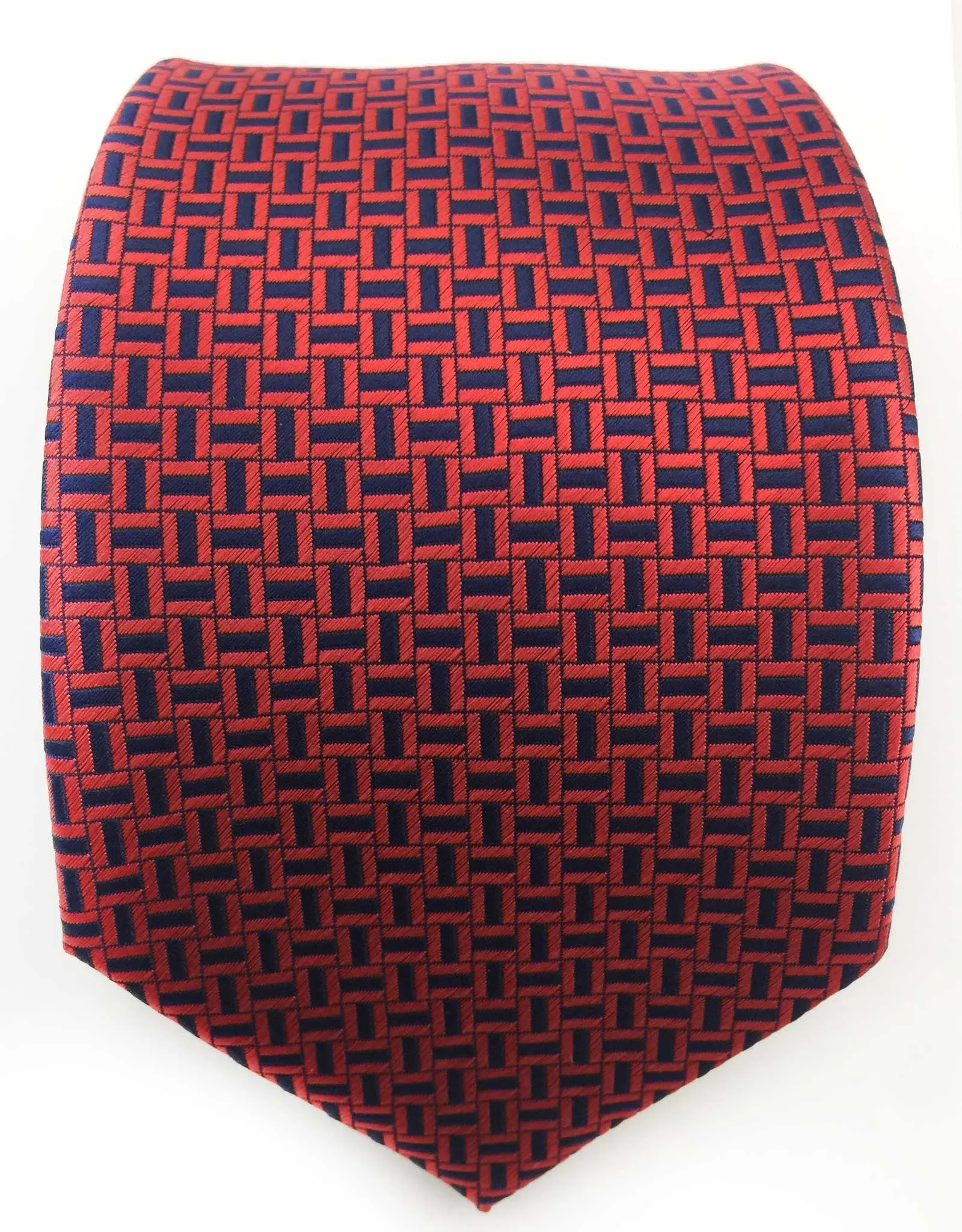 Red & Navy Blue Geometric Tie