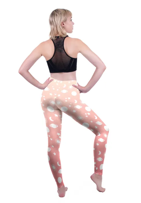 Regular Leggings (8-12 UK Size) - Cute Pink Planets