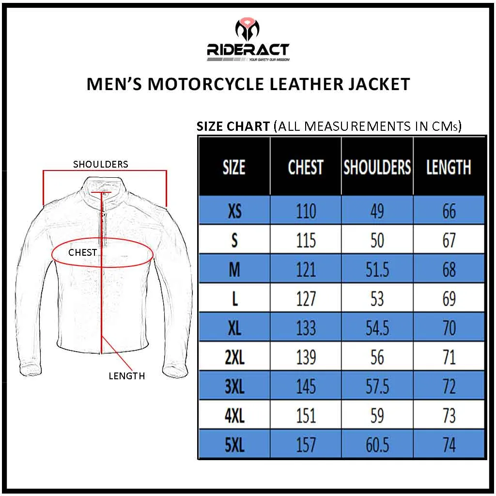 RIDERACT® Men Motorbike Jacket Combat Leather Jacket Black