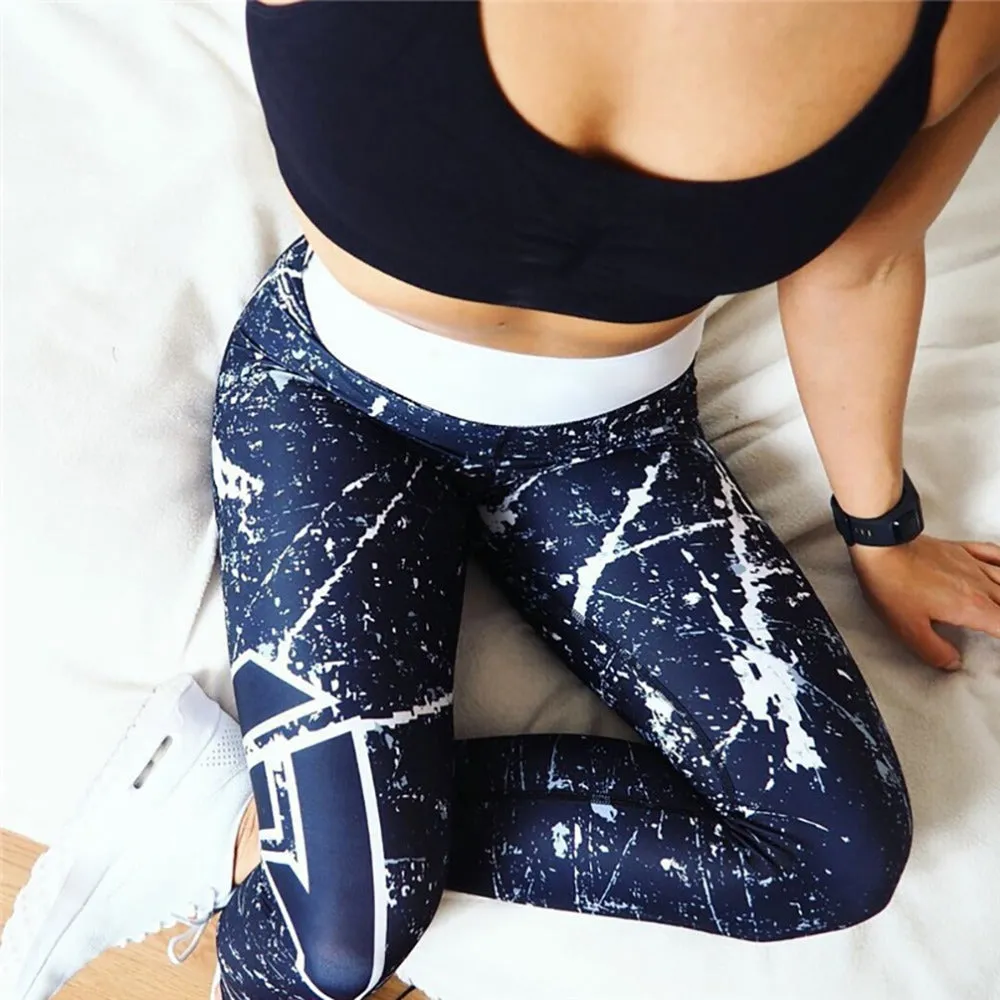 Slim High Waist Elasticity Leggings Fitness Printed Breathable Pants Leggings