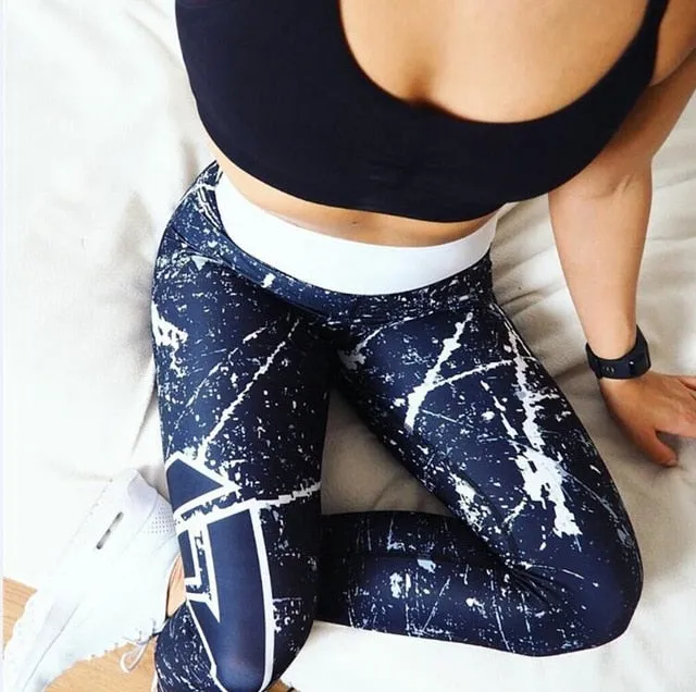 Slim High Waist Elasticity Leggings Fitness Printed Breathable Pants Leggings