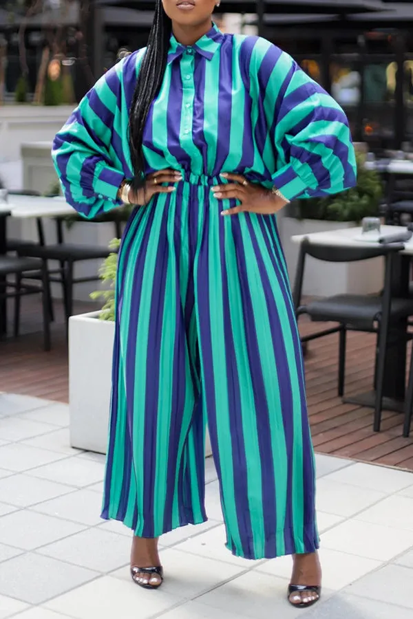 Stylish Striped Color Blocked Shirt & Pants Set