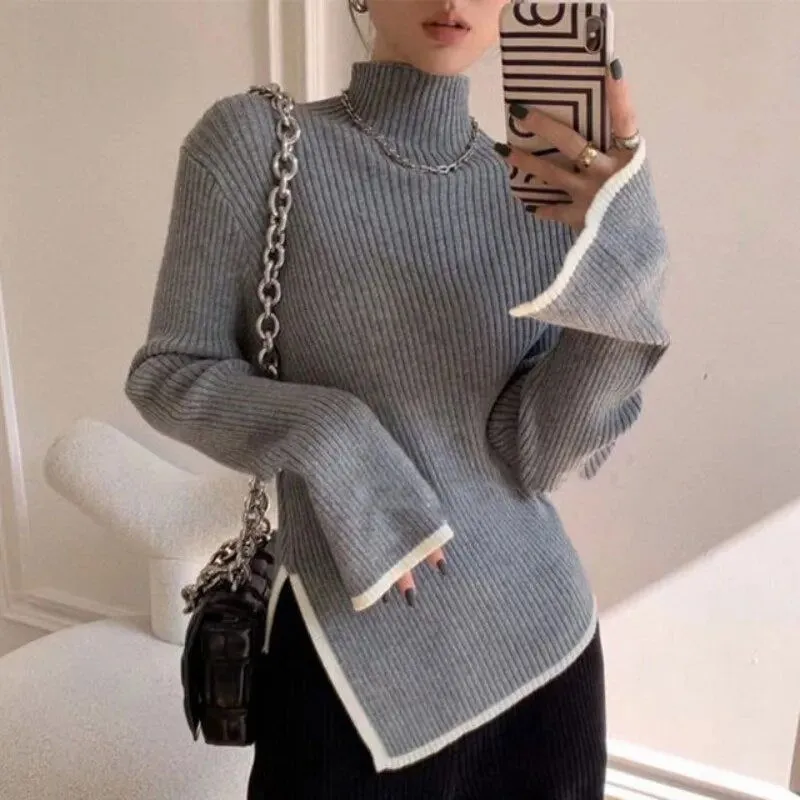 Turtleneck Sweater Autumn Winter Long Sleeve Pullovers Ladies*