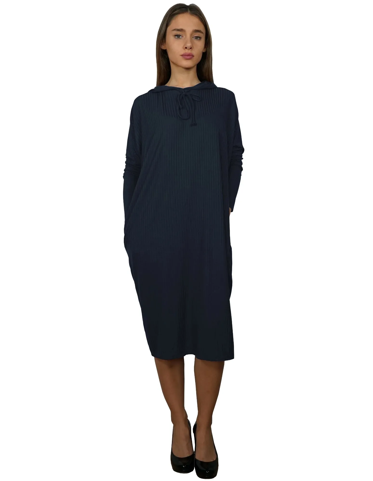 Women’s Ribbed Knit Hoodie Comfy Dress