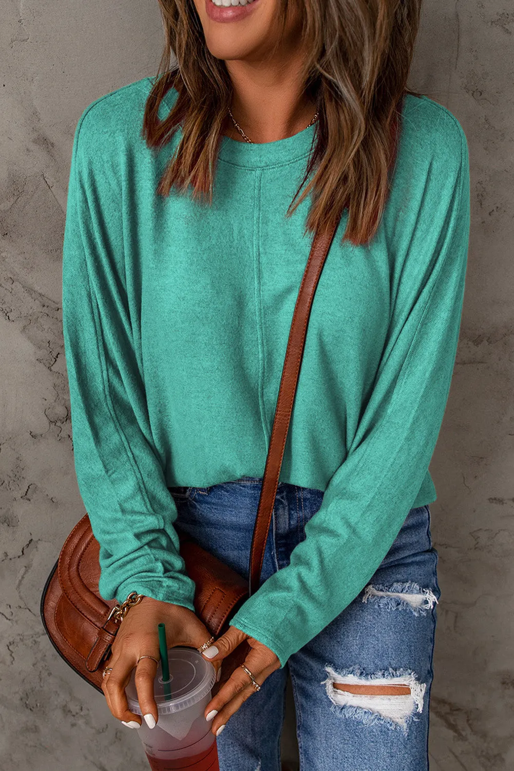 Women's Solid Color Patchwork Long Sleeve Top