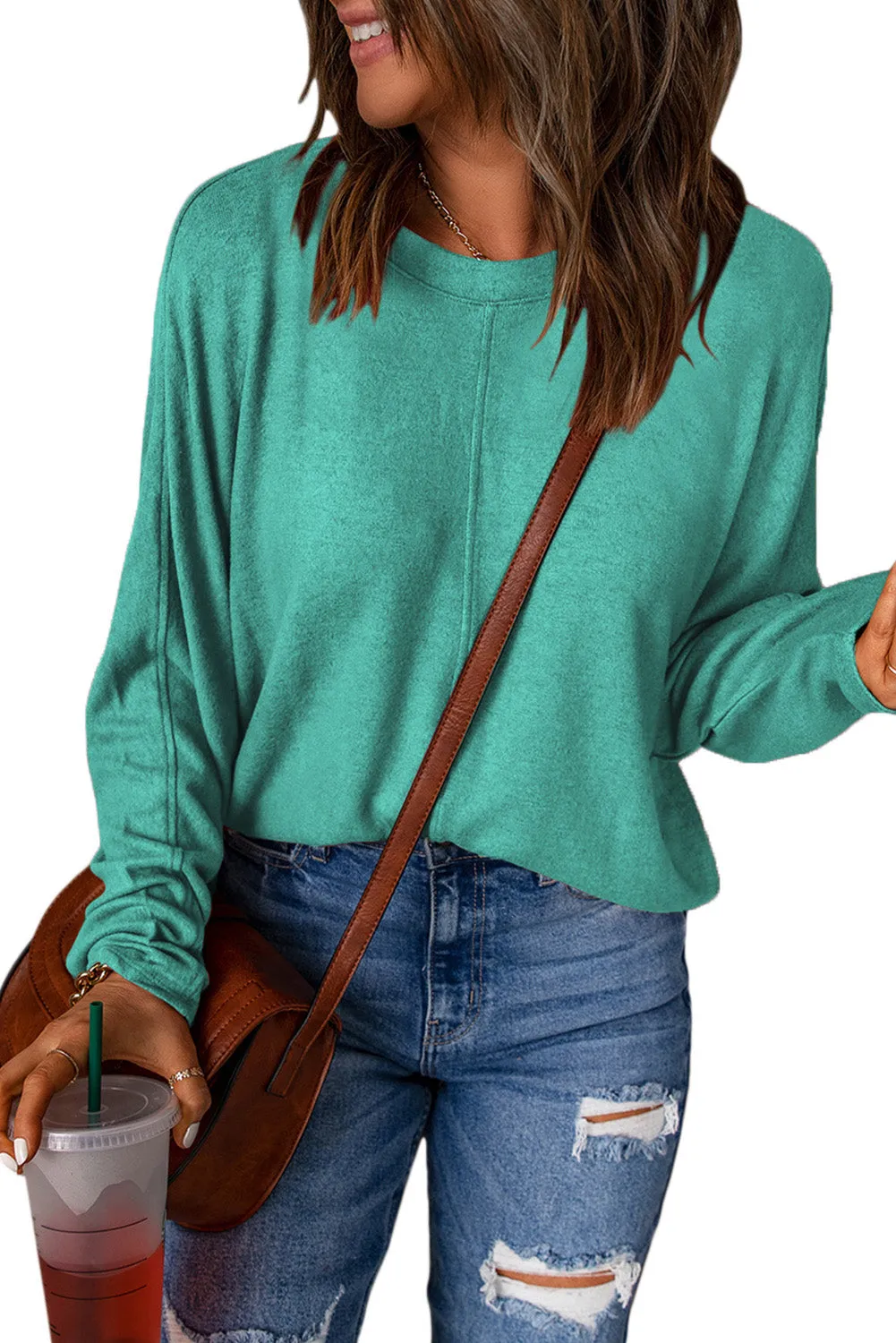 Women's Solid Color Patchwork Long Sleeve Top