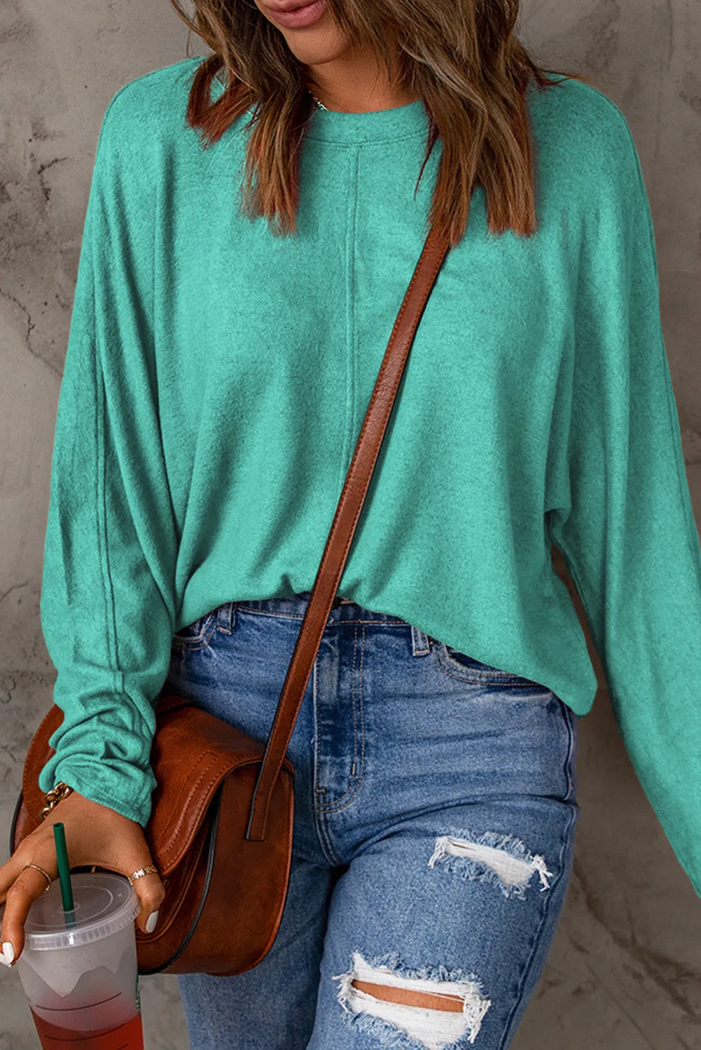 Women's Solid Color Patchwork Long Sleeve Top