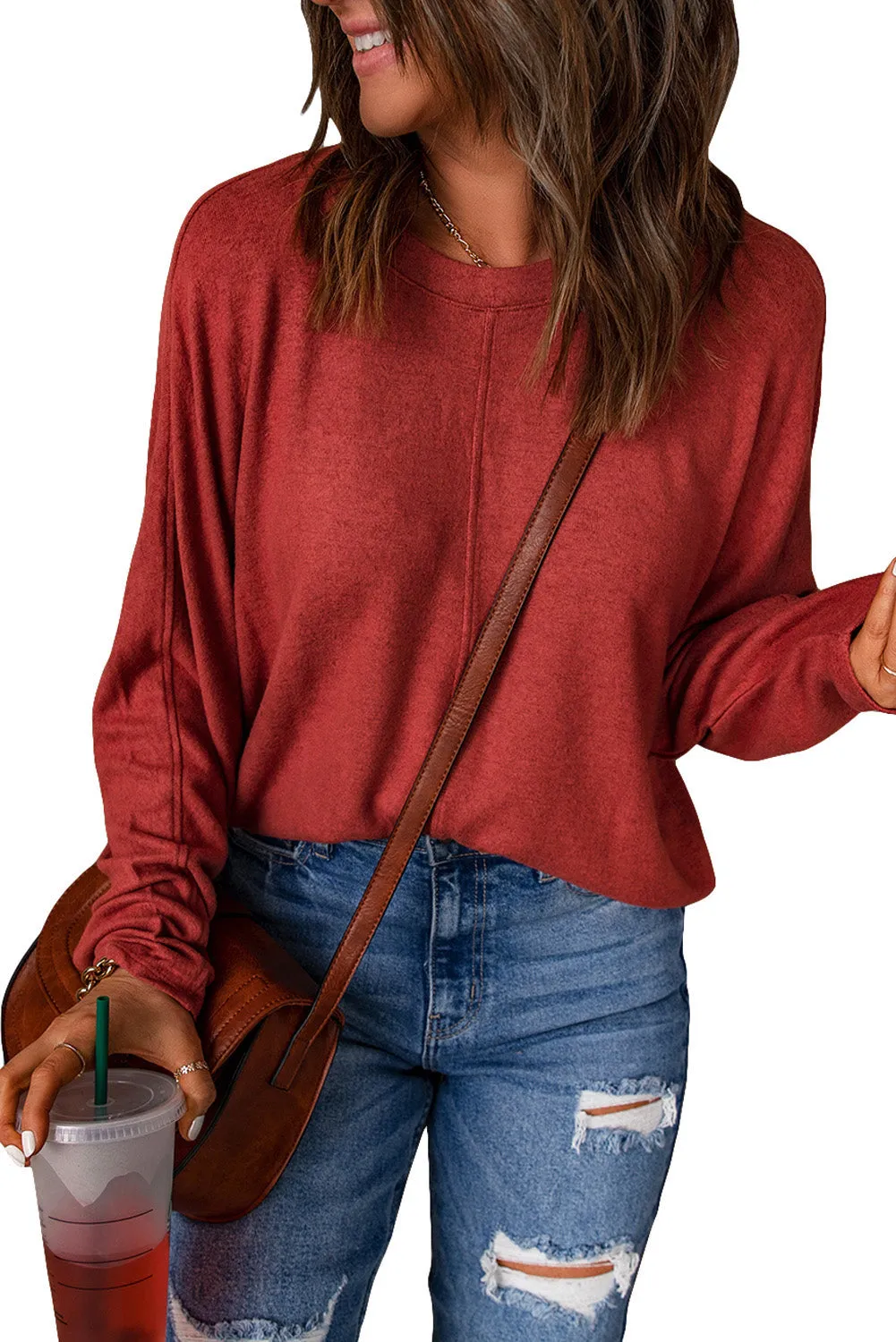 Women's Solid Color Patchwork Long Sleeve Top