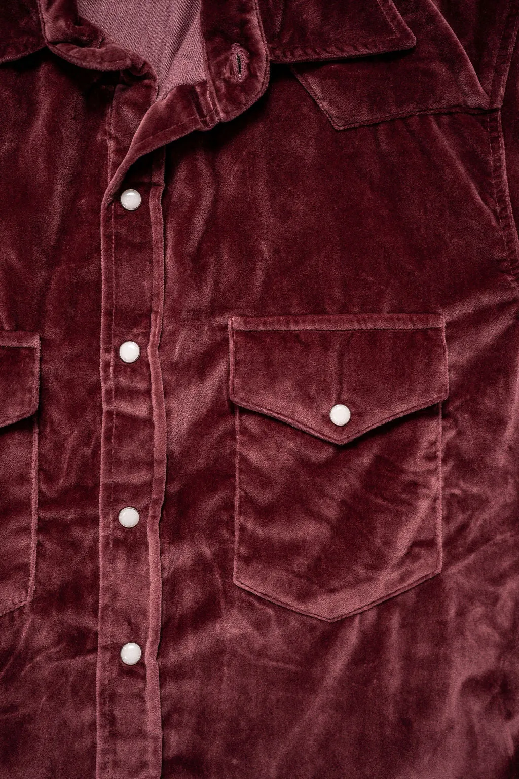 Wythe Velvet Pearlsnap Shirt - Plum