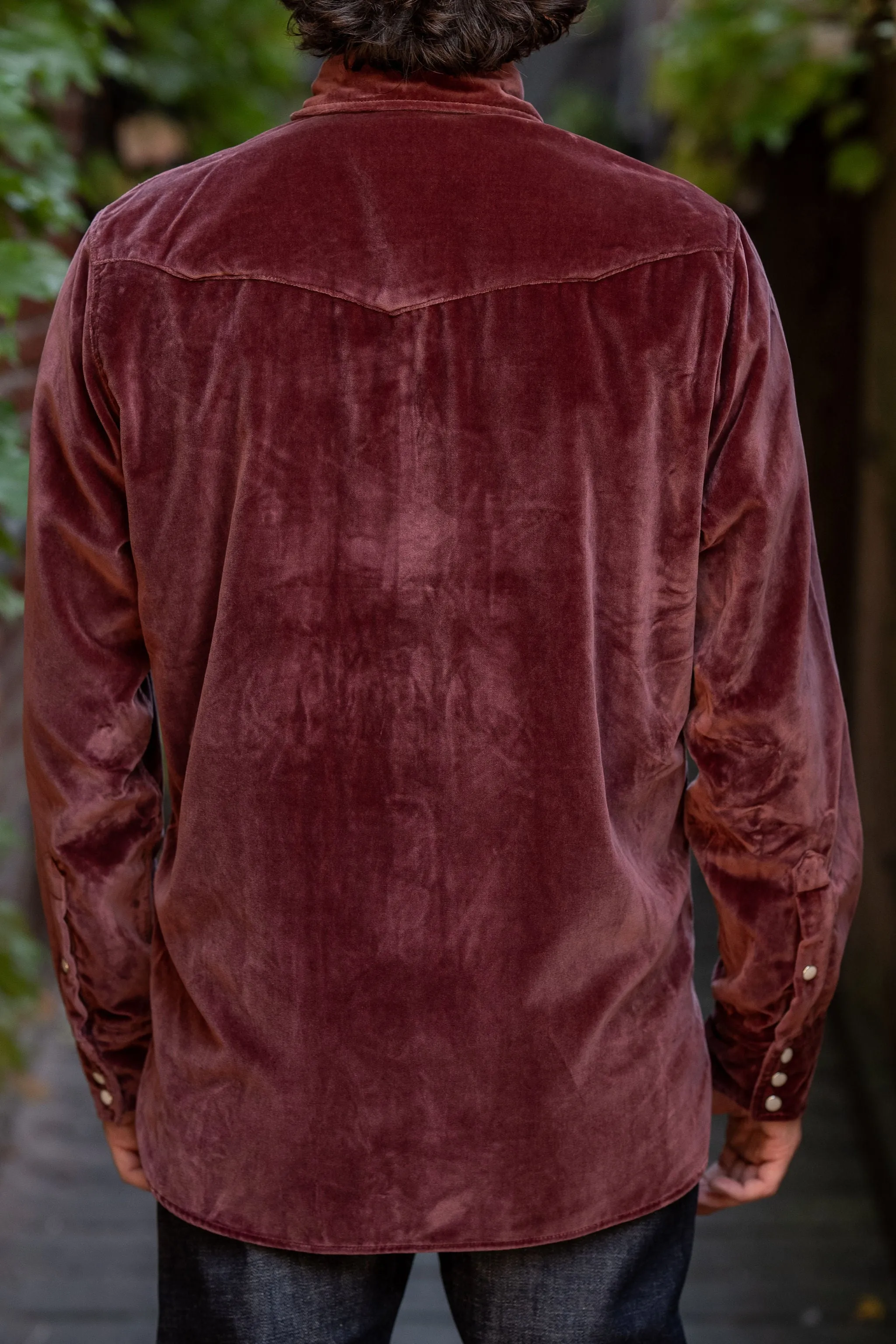 Wythe Velvet Pearlsnap Shirt - Plum