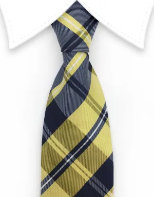 Yellow & Navy Plaid Tie