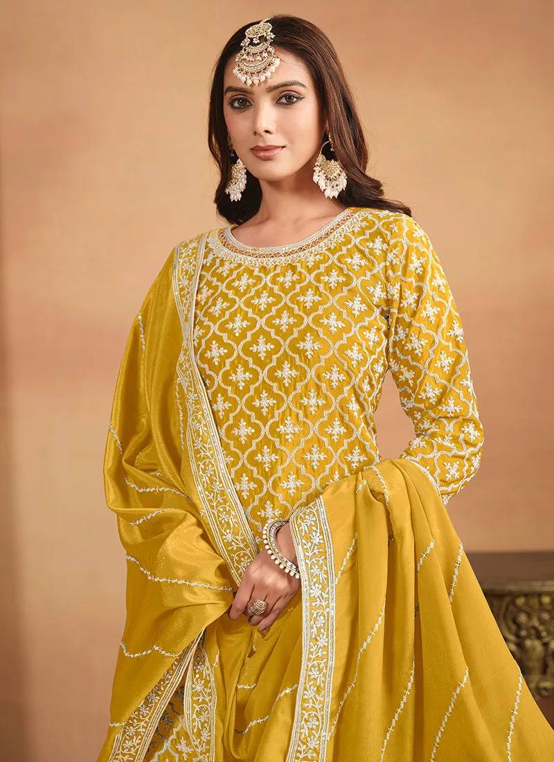 Yellow Multi Embroidery Festive Lehenga Kurti