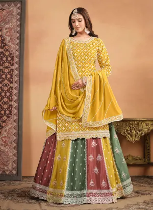 Yellow Multi Embroidery Festive Lehenga Kurti